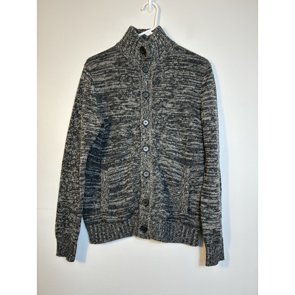 Express Men's Cardigan Lambswool‎ Sz Small Gray Preppy Grandpa Knit Pockets